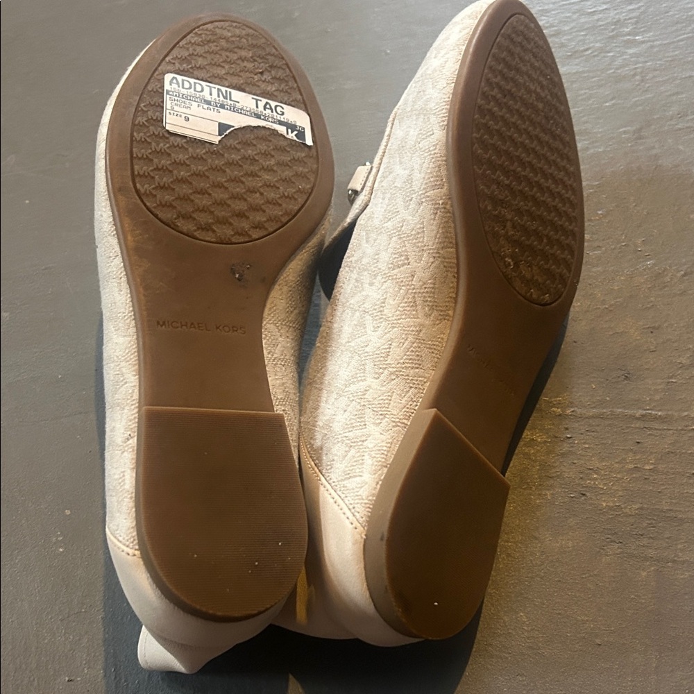 Michael Kors Light Gray Loafers with Silver Emblem - Picture 6 of 8